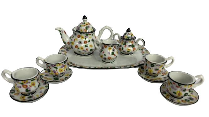 MULTICOLOR MINI FLOWER PORCELAIN TEA SET (1 of 8)