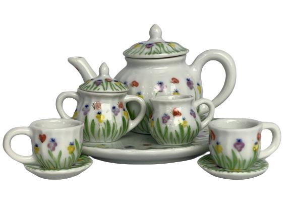 MULTICOLOR FLOWER MINI PORCELAIN TEA SET (1 of 8)