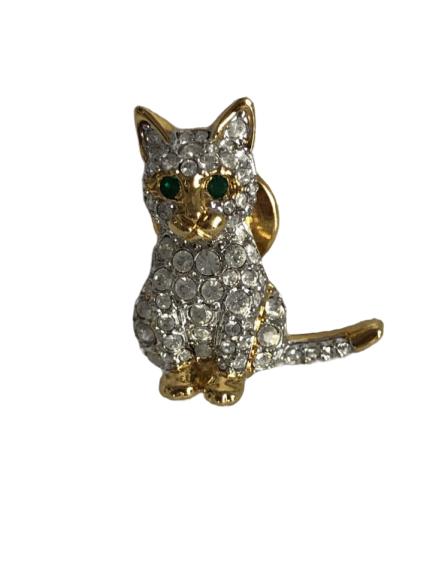 VINTAGE RHINESTONE CAT PIN 1" (1 of 3)