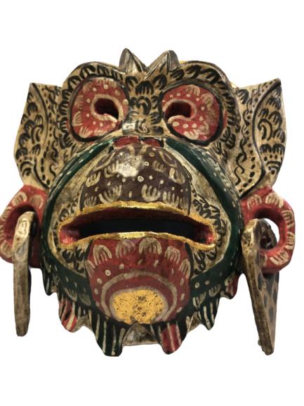 BALINESE BARONG WOOD CARVED MONKEY MASK 6.5": BALINESE BARONG WOOD CARVED MONKEY MASK -6.5" X 7" -VERY GOOD CONDITION Barong animal mask dance, together with sanghyang dance are considered native Balinese dances, predating Hindu influences. The n