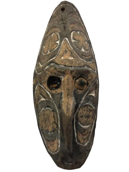 HAND CARVED AFRICAN STYLE TRIBAL MASK 9": -9" X 3.5" -GOOD CONDITION, MISSING EYE, SPLIT TO WOOD Ritual and ceremonial masks are an essential feature of the traditional culture and art of the peoples of Sub-Saharan and West African. While the