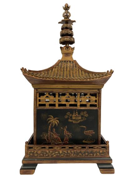 ASIAN STYLE BUDDHIST TEMPLE HINGED STORAGE BOX 29": ASIAN STYLE BUDDHIST TEMPLE HINGED STORAGE BOX -29" X 13.5" X 10.5" VERY GOOD CONDITION