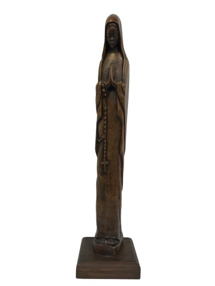 PRAYING NUN WITH ROSARY WOODEN STATUE 28" TALL: PRAYING NUN WITH ROSARY WOODEN STATUE 28" TALL -28" tall, 6" x 6" base