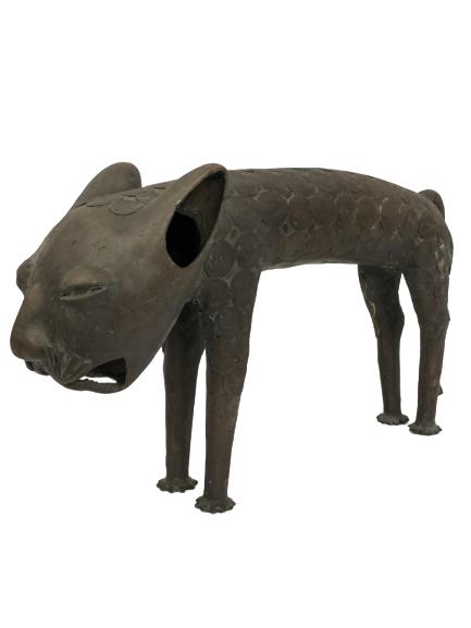METAL FOLK ART CAT SCULPTURE 21": -11.5" X 21" X 5.5" -VERY GOOD CONDITION