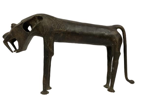 METAL FOLK ART CAT SCULPTURE 22": METAL FOLK ART ANIMAL SCULPTURE -12" X 22" X 6.5"