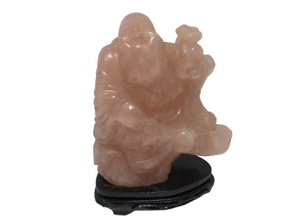 VINTAGE PINK QUARTZ BEARDED MAN STATUE (1 of 6)