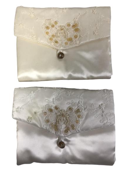 VINTAGE WHITE ENBROIDERED JEWELRY HOLDER SET OF 2: VINTAGE WHITE ENBROIDERED JEWELRY HOLDER SET OF 2