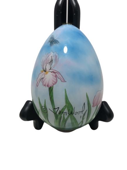 VINTAGE JON WOOD SIGNED DEOCRATIVE EGG: VINTAGE JON WOOD SIGNED DEOCRATIVE EGG