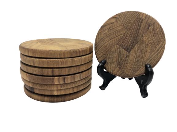 VINTAGE DANSK WOODEN COASTERS SET OF 8: VINTAGE DANSK WOODEN COASTERS SET OF 8