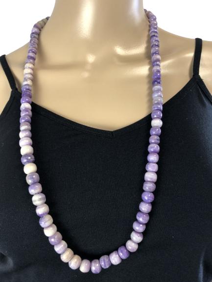 PURPLE & WHITE AMETHYST LONG BEADED NECKLACE (1 of 1)