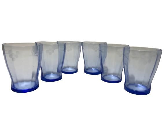 CLEAR BLUE GLASS SHOTGLASSES SET OF 6: CLEAR BLUE GLASS SHOTGLASSES SET OF 6