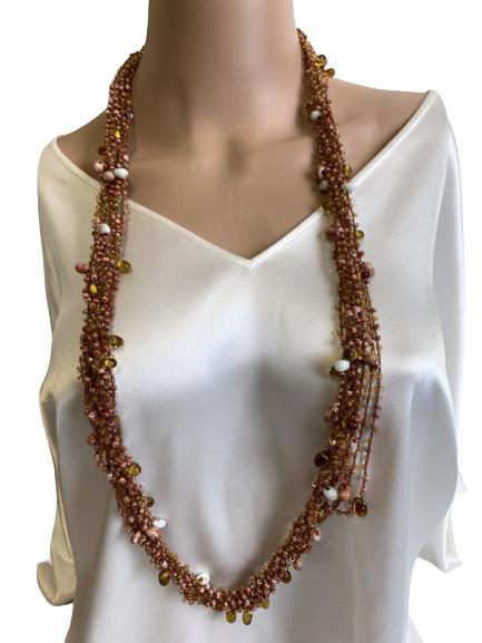 MULTI-STRAND SHADES OF AMBER BEADED NECKLACE 18.5" (1 of 3)