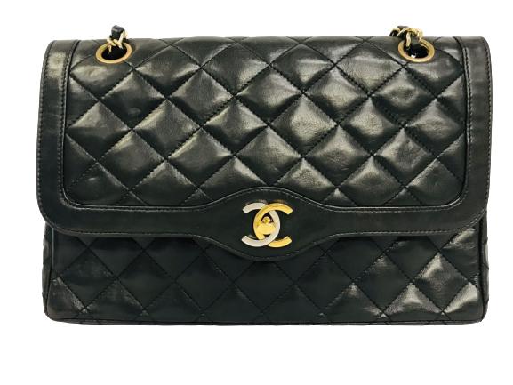 CHANEL BLACK LEATHER PARIS EDITION SHOULDER BAG (1 of 8)