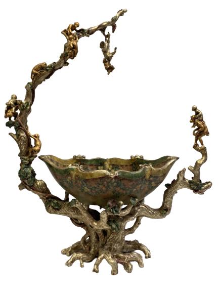 VTG CASTILLIAN TREE BRANCH BOWL W/ MONKEYS 30" (1 of 10)
