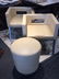 MODERN KEYHOLE BACK LEATHER CHAIRS & OTTOMAN SET 3 - 5