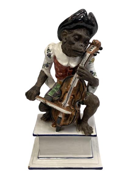 VINTAGE MONKEY PLAYING FIDDLE SCULPTURE 16" (1 of 6)