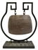 ANTIQUE WOODEN BELL ON METAL STAND 19"