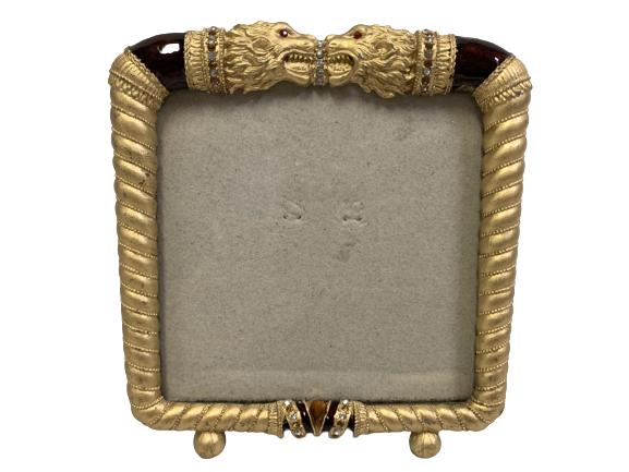 VINTAGE JEWEL AND ENAMEL METAL PICTURE FRAME 4.5" (1 of 3)
