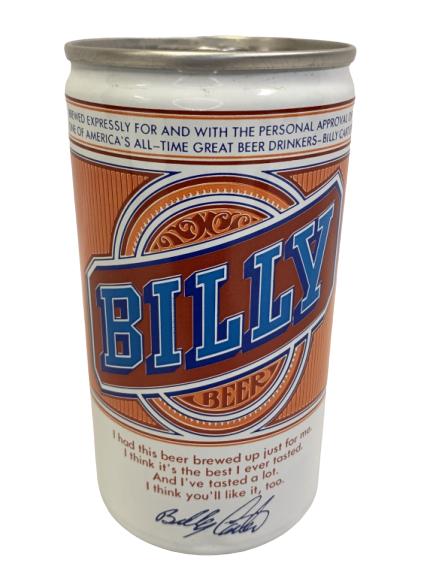 VINTAGE BILLY BEER COLLECTIBLE CAN UNOPENED 12 0Z.: VINTAGE BILLY BEER COLLECTIBLE CAN -THIS CAN IS UNOPENED BUT SOME SETTLING HAS OCCURED, SMALL DENT IN BOTTOM OF CAN, OVERALL GOOD CONDITION -Billy Beer was a beer first made in the United States in Ju