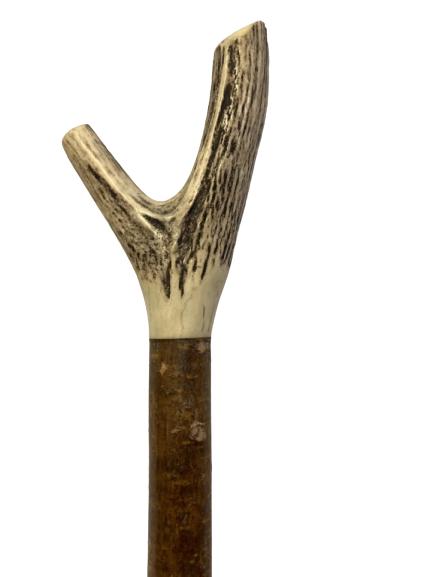 ANTIQUE WOOD AND ANTLER WALKING STICK 52" (1 of 5)