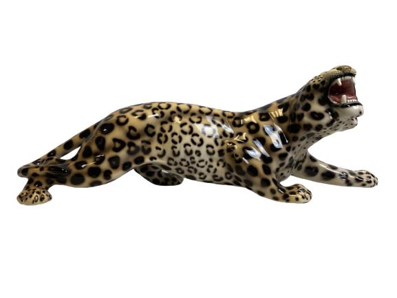 VINTAGE CERAMIC GROWLING CHEETAH SCULPTURE 32" (1 of 5)