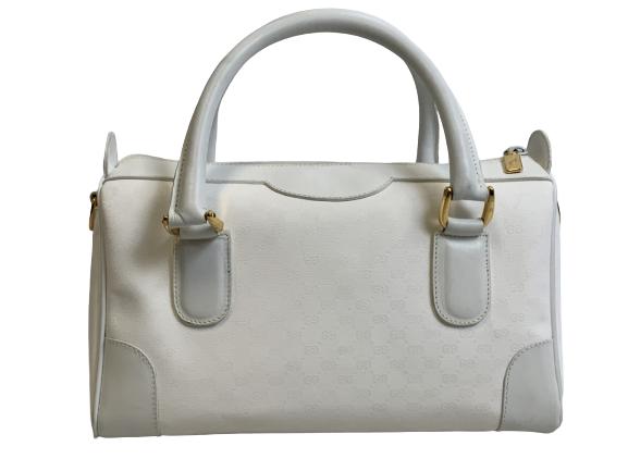 VINTAGE GUCCI WHITE MONOGRAMMED HANDBAG 11" (1 of 11)