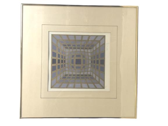 VICTOR VASERELY "HELIOS #5" SIGNED SILKSCREEN 22" (1 of 6)