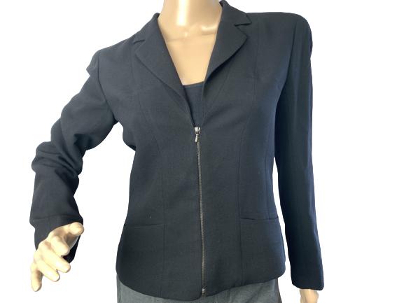 CHANEL BLACK ZIP WOMENS SUIT JACKET SIZE 38 (1 of 5)