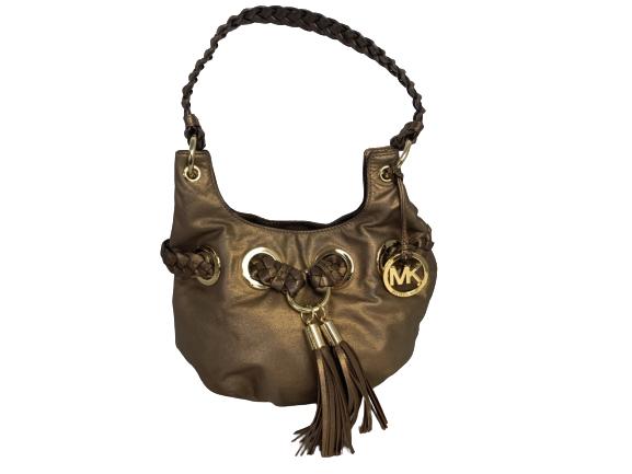 MICHAEL KORS BROWN LEATHER BAG W/ BRAIDED HANDLE (1 of 9)