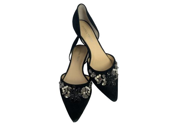 IVANKA TRUMP BLACK SUEDE HEELS W/ RHINESTONES SZ 8: IVANKA TRUMP BLACK SUEDE HEELS W/ RHINESTONES SZ 8
