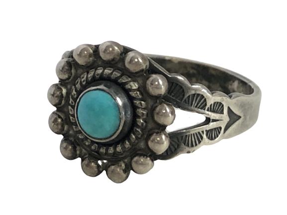 VTG STERLING SILVER RING W/ TURQUOISE STONE SZ 6.5 (1 of 5)