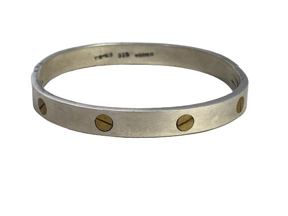 VINTAGE STERLING SILVER HINGED BRACELET 2.5" WIDE (1 of 6)