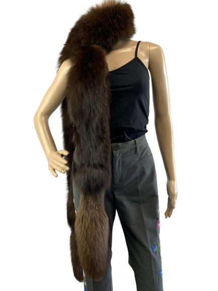 VINTAGE DARK BROWN FUR SCARF 100" LONG (1 of 3)