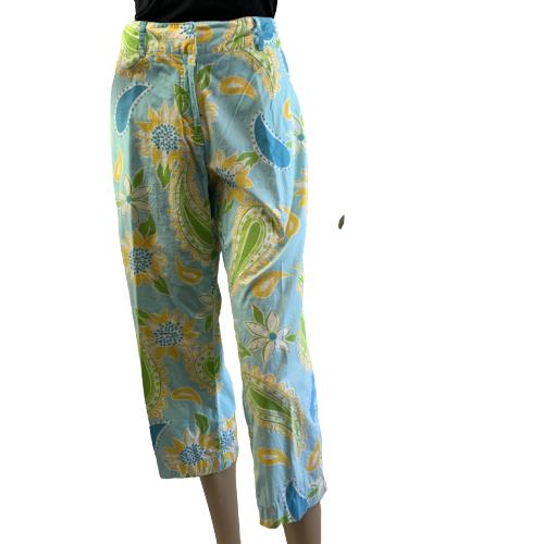 VTG LILY PULITZER WIDE LEG BLUE CROP PANT SIZE 8 (1 of 4)