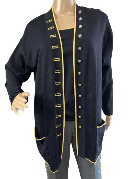 VTG ESCADA SWEATER SET NAVY KNIT W/ YELLOW SZ 36 (1 of 5)