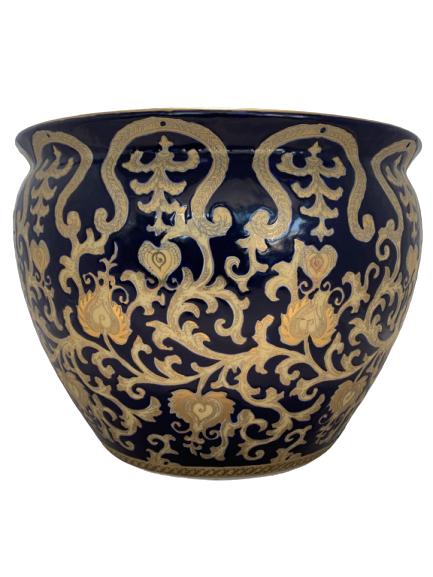LRG ASIAN FISHBOWL PLANTER WITH PAINTED KOI 12.5" (1 of 6)