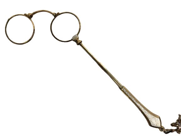 VTG FOLDING OPERA GLASSES /  MAGNIFIER W/ CHAIN (1 of 6)