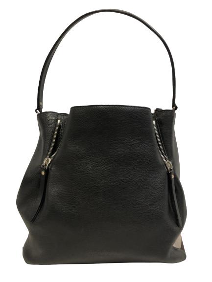 BURBERRY MED BLACK TOTE MAIDSTONE GRAIN W CHECKS (1 of 12)