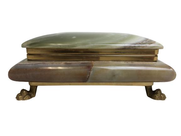 VINTAGE AGATE STONE FOOTED KEEPSAKE BOX 4.5" (1 of 8)