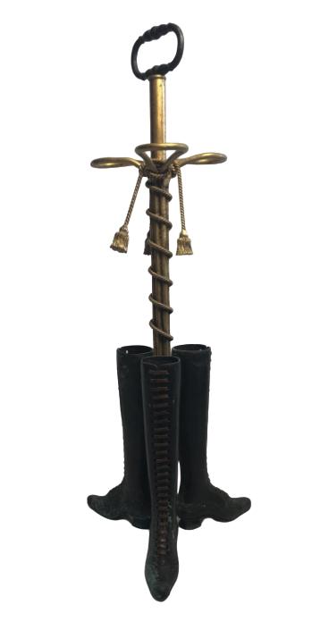 VINTAGE THREE-BOOT UMBRELLA STAND 34" TALL (1 of 9)