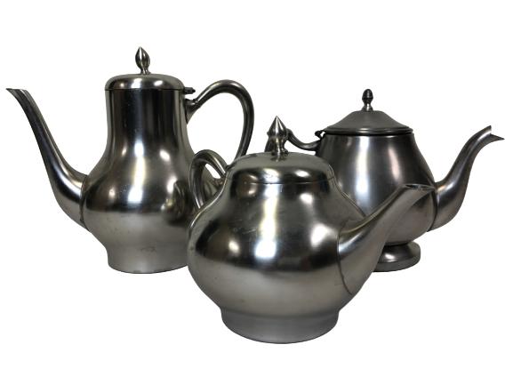LOT OF 3 PEWTER TEAPOTS METAWA HOLLAND 9" (1 of 5)