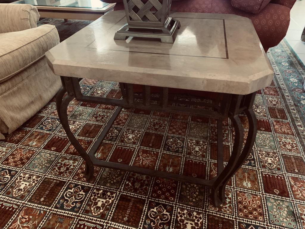 PAIR OF MARBLE TOP END TABLES (1 of 3)