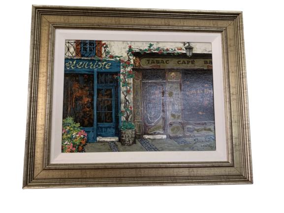 VICTOR SHVAIKO "CAFE TEBAC" GICLEE ON CANVAS: VICTOR SHVAIKO "CAFE TEBAC" GICLEE ON CANVAS -18H X 21W