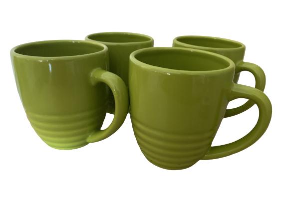 4 LIME GREEN "CHANTAL" COFFEE MUGS: 4 LIME GREEN "CHANTAL" COFFEE MUGS