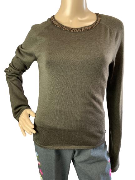 LANVIN PARIS BROWN CASHMERE & SILK SWEATER SIZE L (1 of 6)