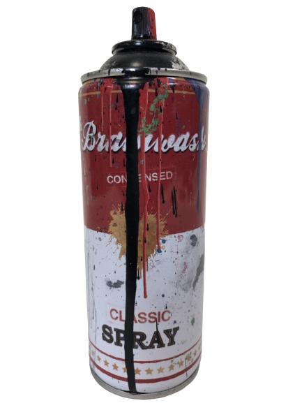 MR. BRAINWASH CAMPBELLS SOUP SPRAY CAN BLK 8": MR. BRAINWASH CAMPBELLS SOUP SPRAY CAN BLK -8" H X 2.5" D -SIGNED , DATED, FINGERPRINTED -Thierry Guetta, best known by his moniker Mr. Brainwash, is a French-born, Los Angeles-based street artist. Ac