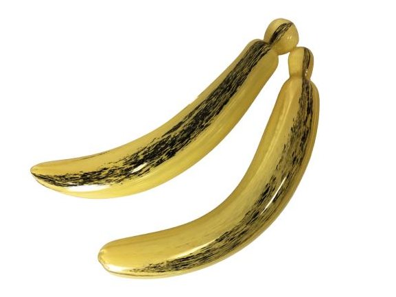 PAIR OF MURANO GLASS BANANAS POP ART STYLE: PAIR OF MURANO YELLOW GLASS BANANAS POP ART ANDY WARHOL STYLE -9" X 1.5" D -VERY GOOD CONDITION