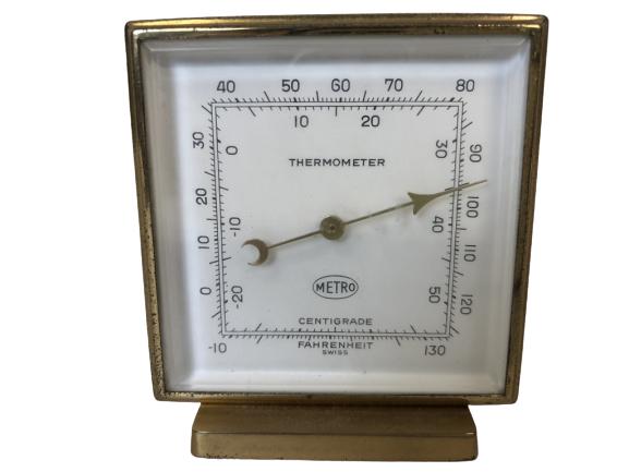 VINTAGE METRO BRASS  DESKTOP THERMOMETER MCM 3" (1 of 4)