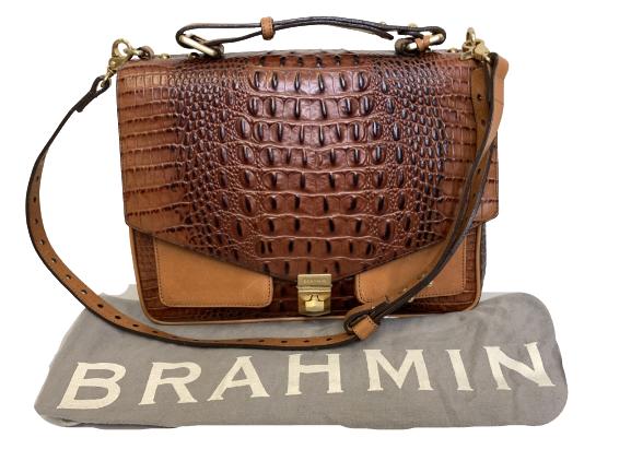 BRAHMIN Melbourne Collection Caroline Crocodile-Embossed Satchel Bag |  Dillard's