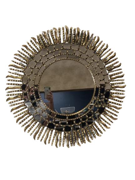 MIDCENTURY MODERN CARVED WOOD SUNBURST MIRROR 30" (1 of 8)